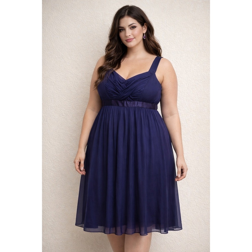 Boden Silk Babydoll Sheer Formal Wedding‎ Guest Prom Dress 16L Purple Chiffon